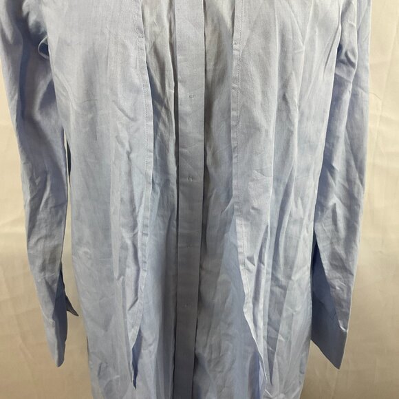 Halston Heritage Shirt Dress 4 Light Blue Oversized Pleat Detail Button Front - Picture 4 of 12